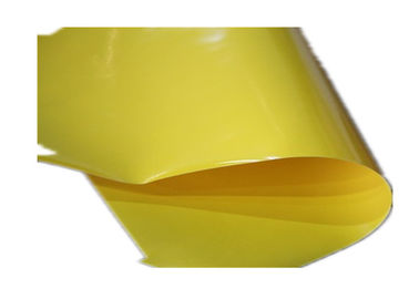 Dustproof 0.52mm Glossy PVC Tarp , Yellow Color Uv Resistant Tarpaulin